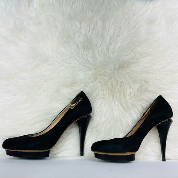 Elisabetta Franchi | black suede heels 38 front platform look - Picture 4 of 9
